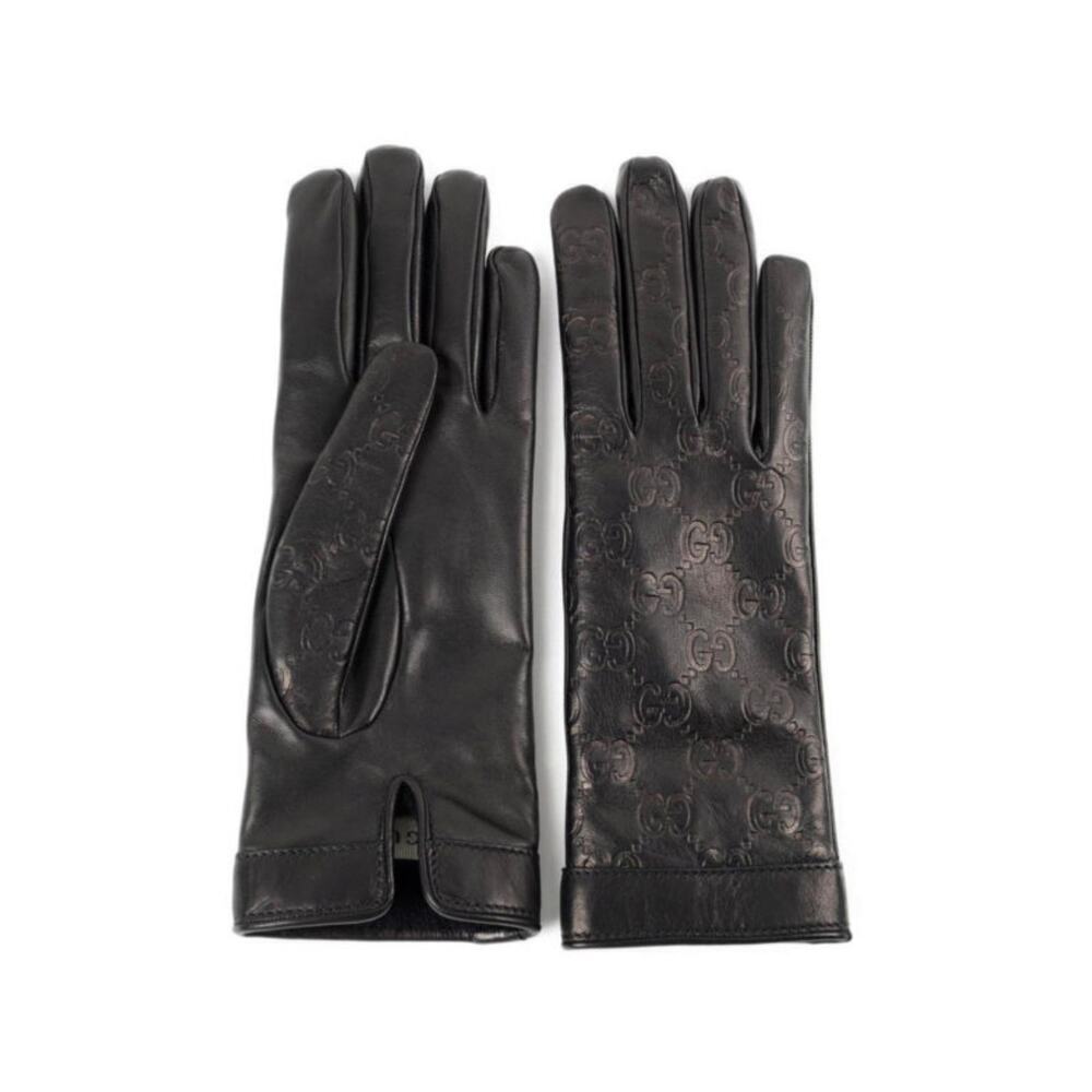 Gucci Women’s Leather gloves embellished with embossed GG logo NWT